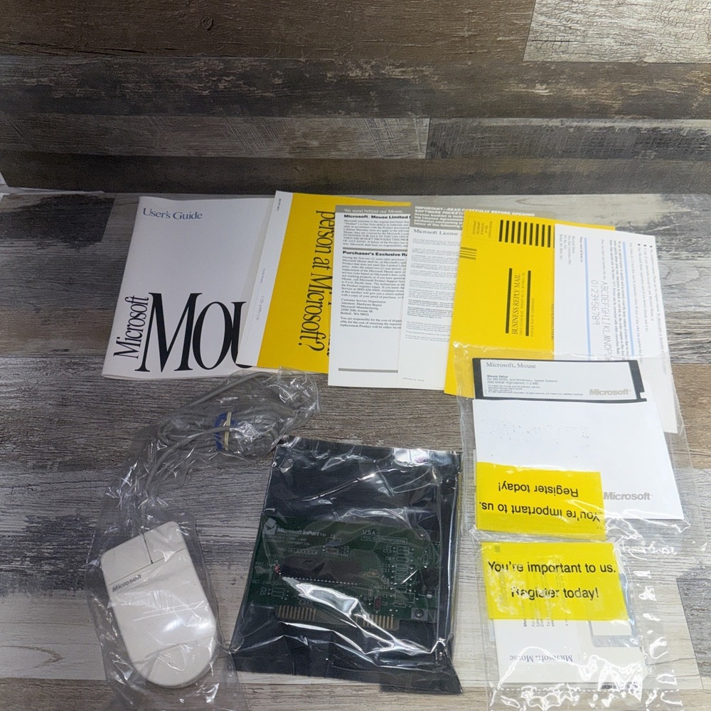 Vintage Microsoft InPort Mouse w/ ISA Adapter Card New , Old Stock